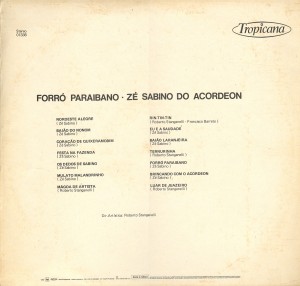 Contra capa do disco forró paraíbano de Zé Sabino